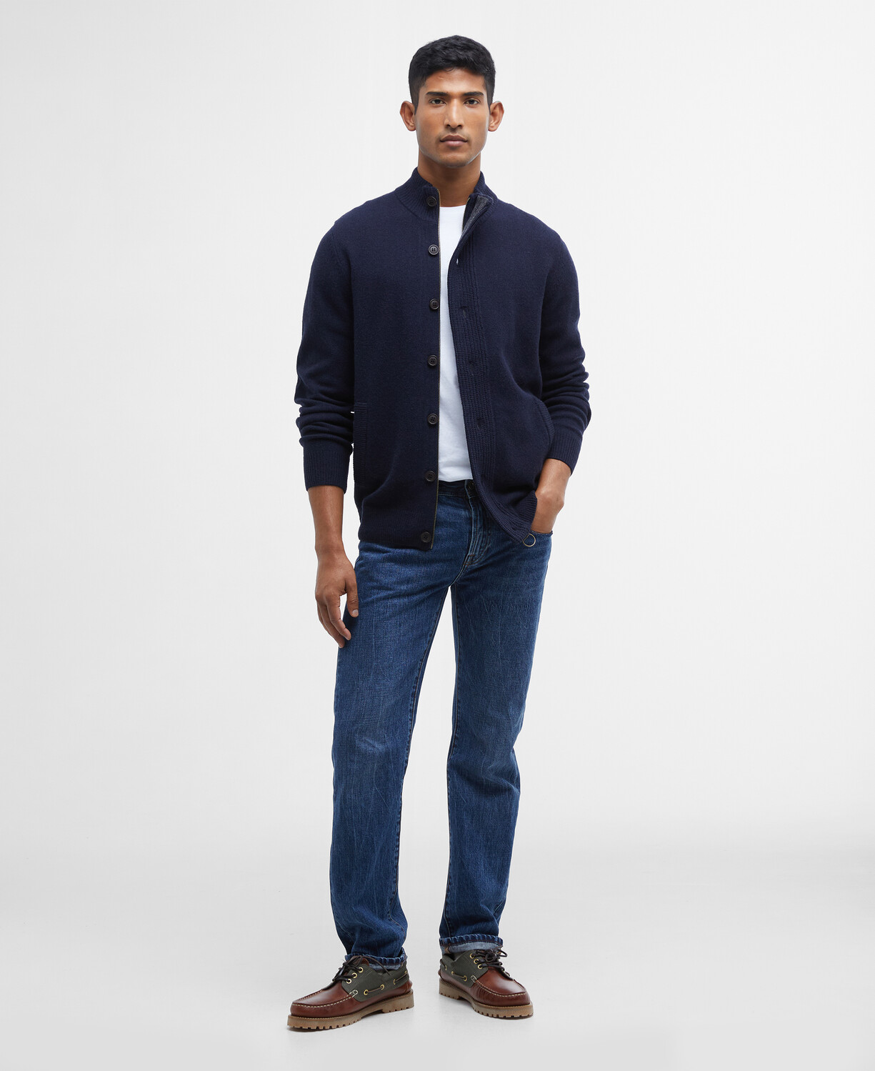 Essential Elbow Patch Zip Through Sweater