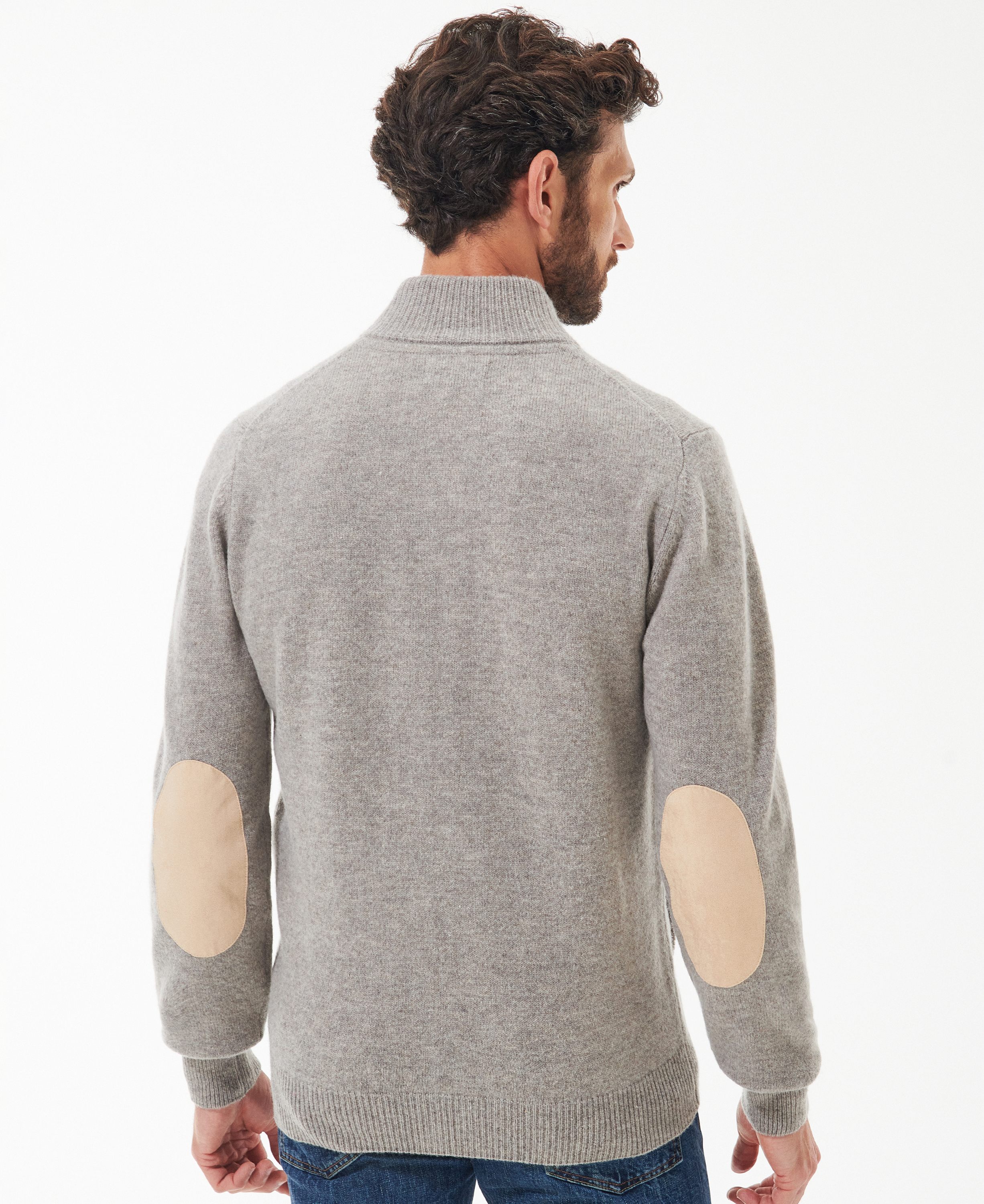 Essential Elbow Patch Zip Through Sweater