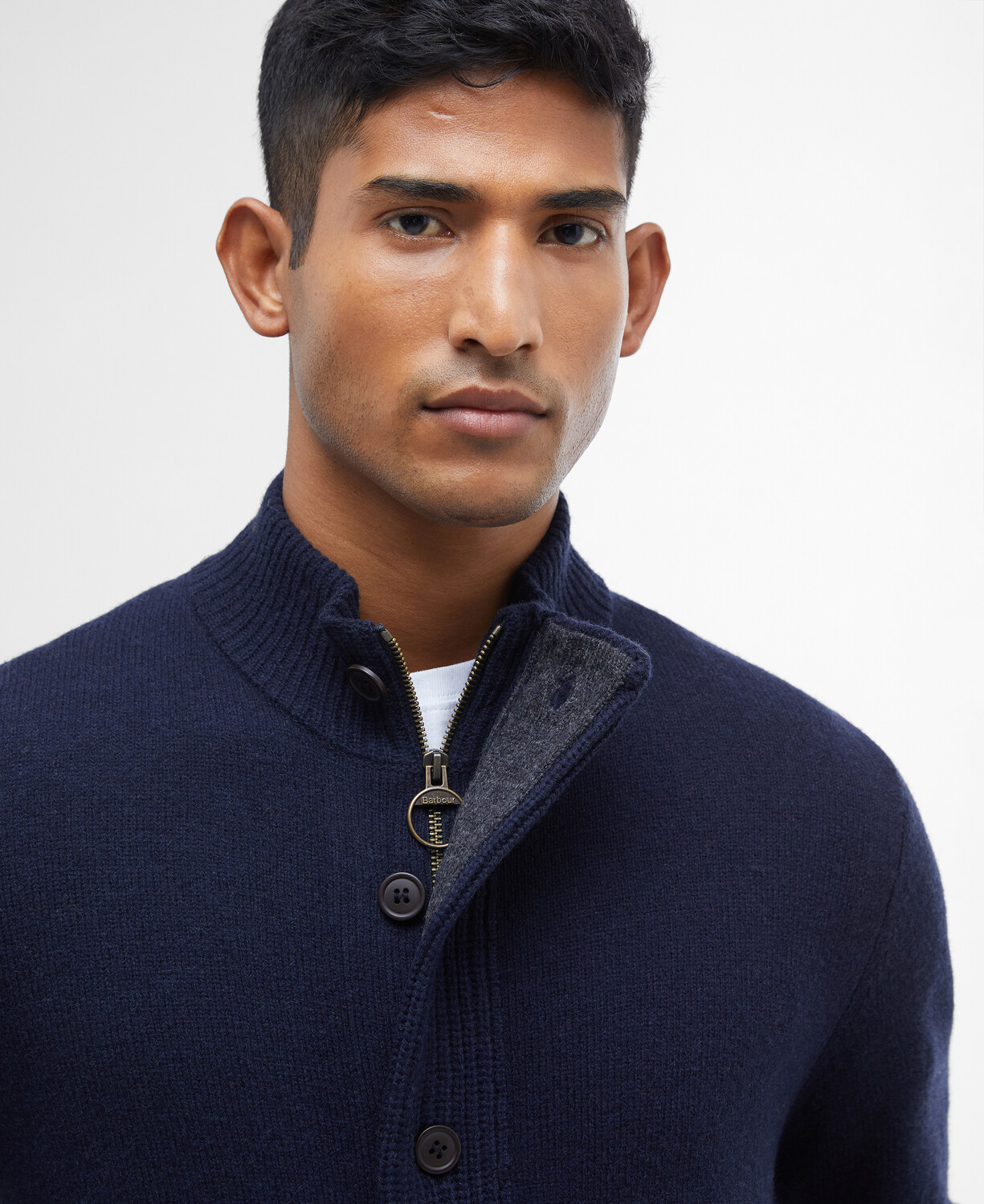 Essential Elbow Patch Zip Through Sweater