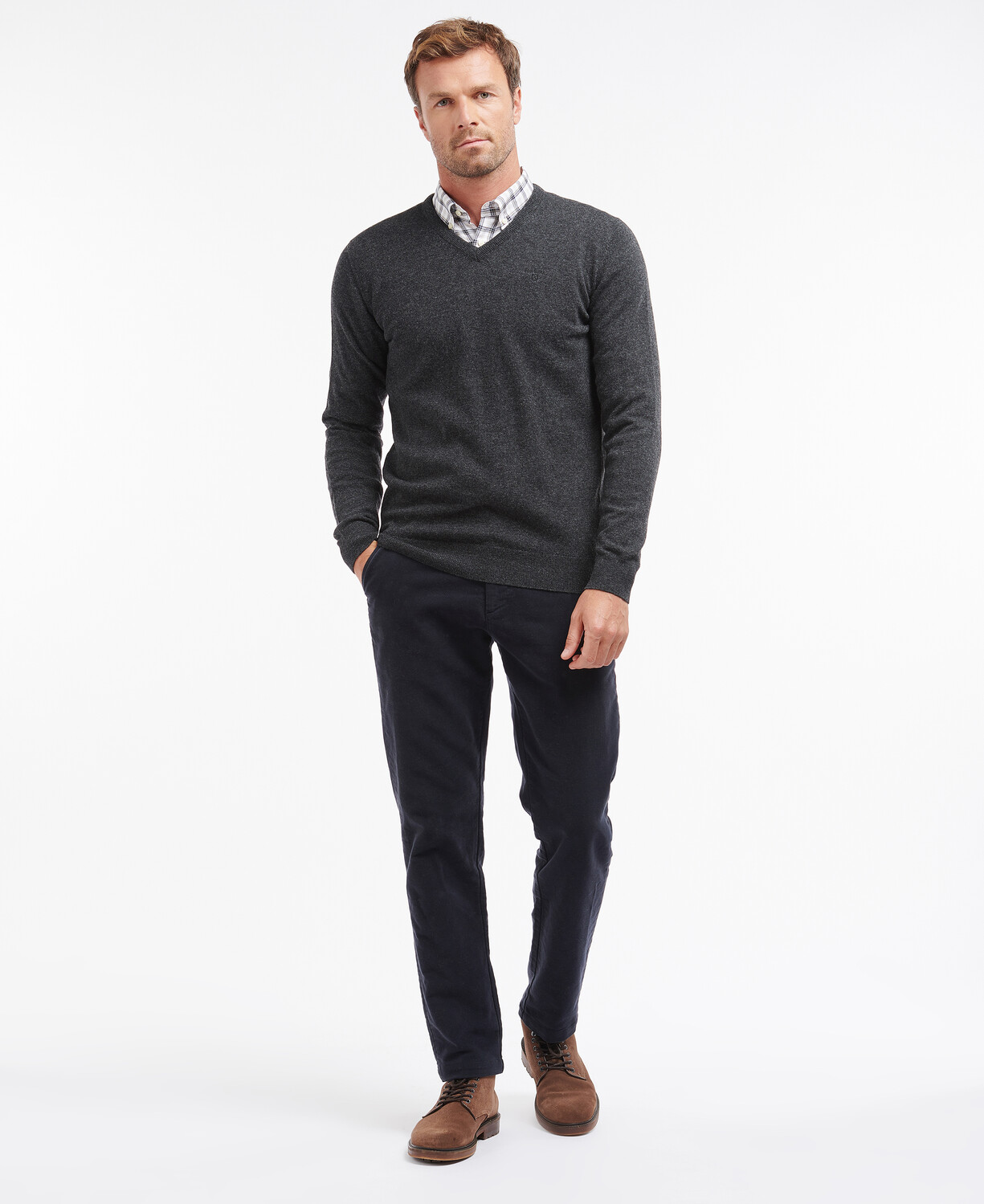Essential Wool Seaweed V Neck Sweater