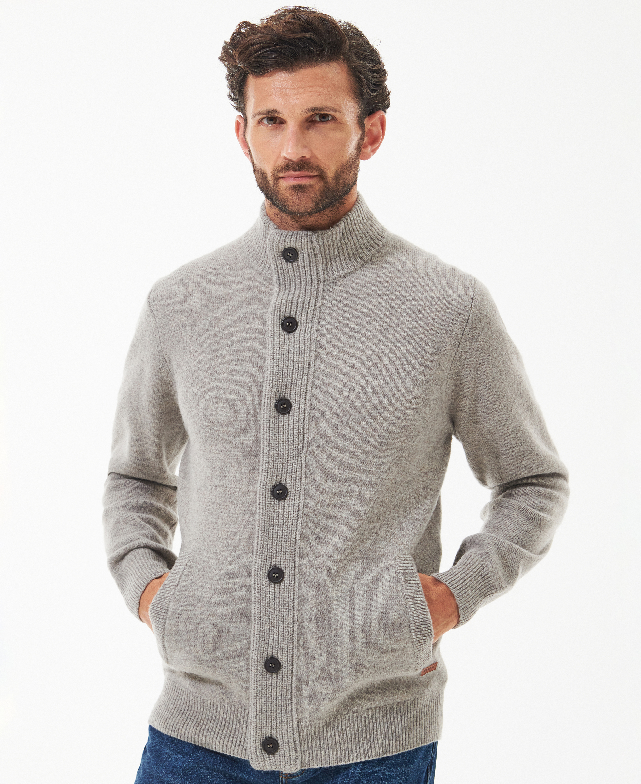 Essential Elbow Patch Zip Through Sweater
