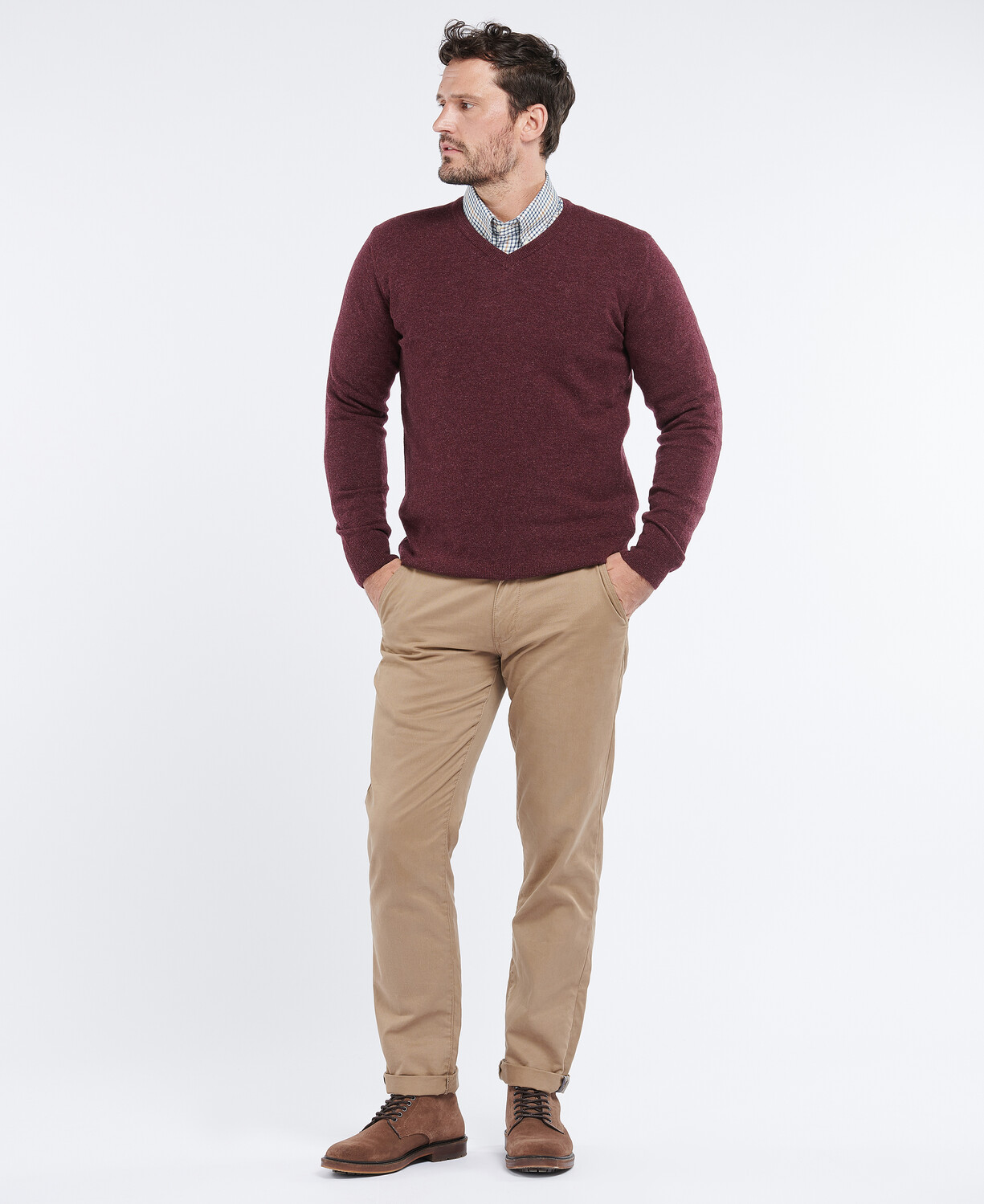 Essential Wool Seaweed V Neck Sweater