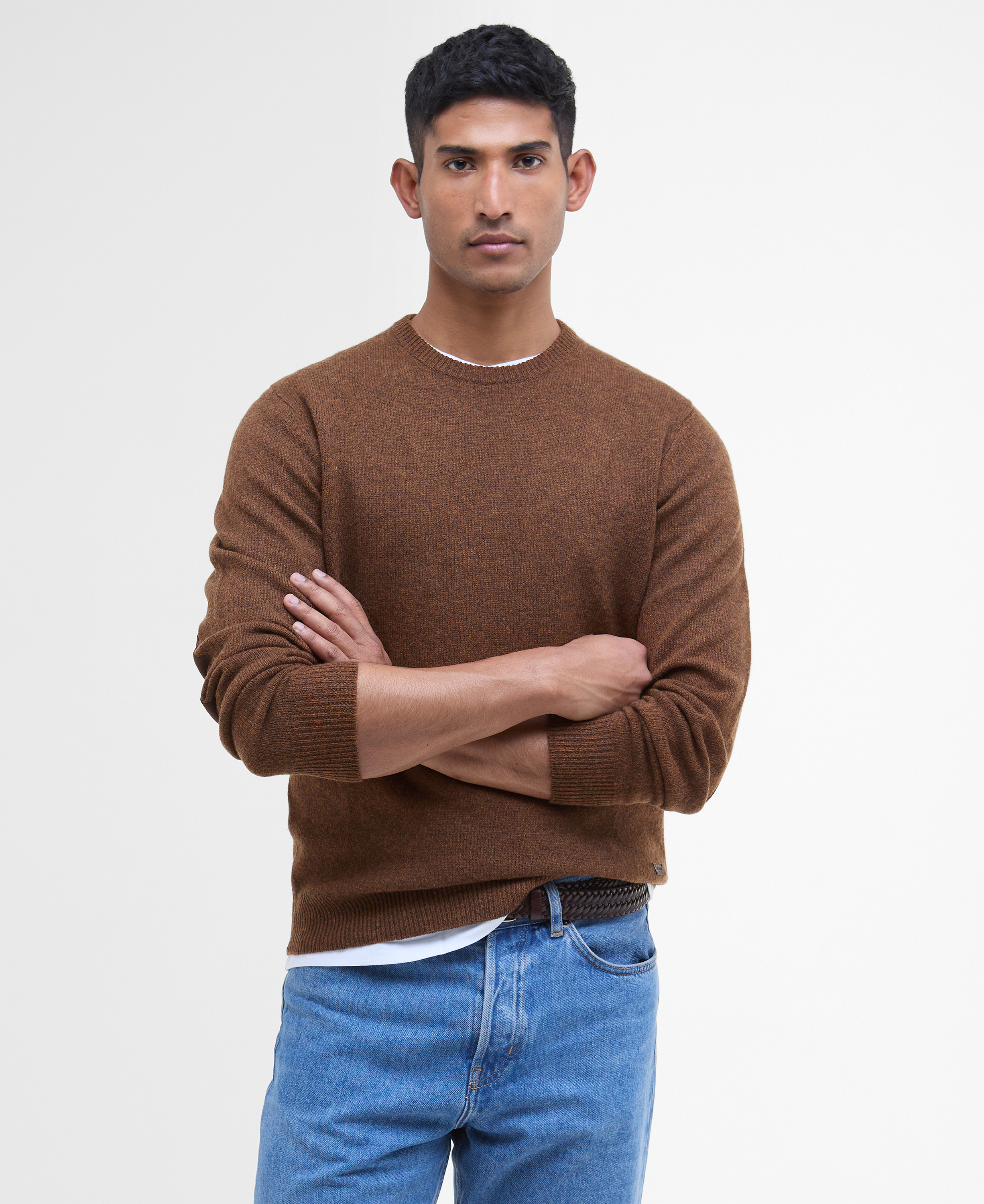 Patch Elbow Crew Neck Sweater